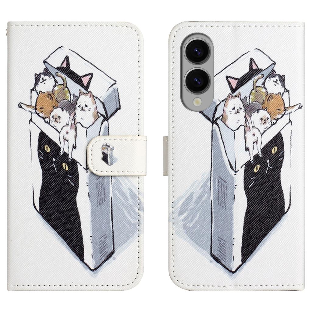 For Samsung Galaxy S25 Edge Case Pattern Print PU Leather Wallet Phone Cover Cross Texture