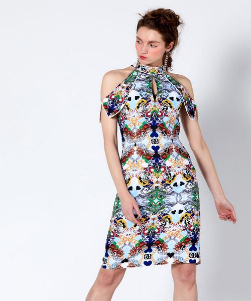 GREEDILOUS Neck Stormflap Fitted Dress