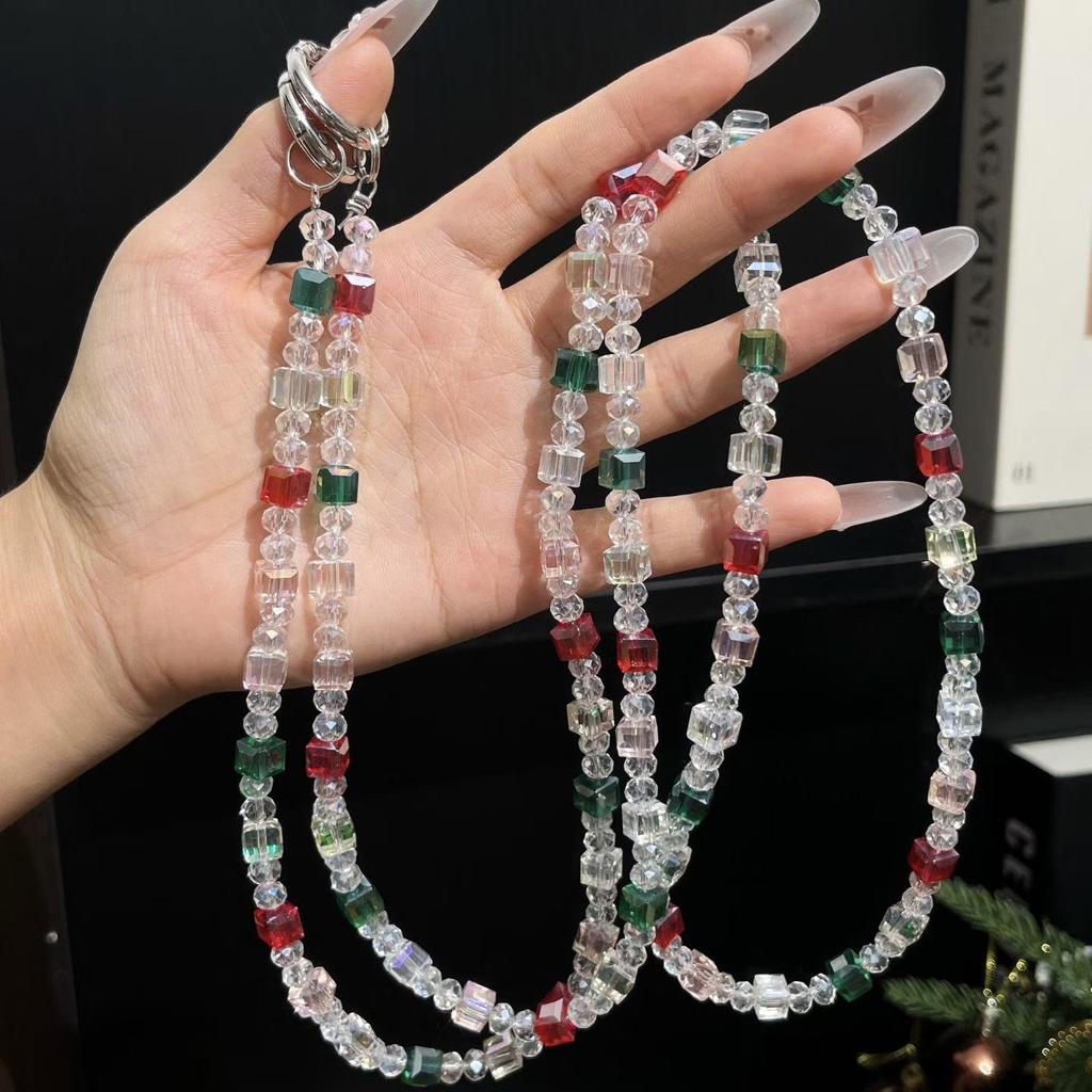 Handmade Sugar Crystal Beaded Phone Case Lanyard - Crossbody Wearable Chain