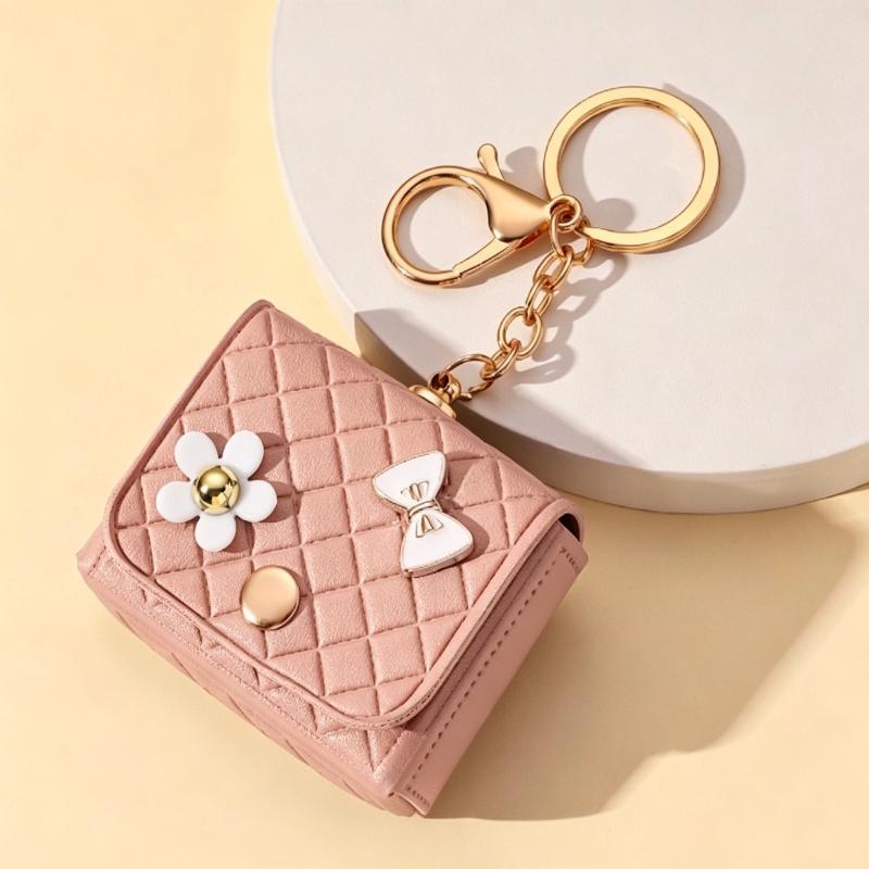 Mini PU Earphone Bag Keychain Durable Water-resistant Portable Pouch for Lipstick  Daily Use Bag Pendant