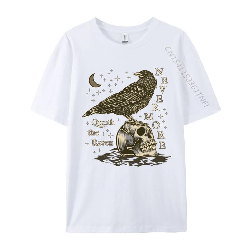Nevermore The Raven Edgar Allan Poe Dark Academia Literature Casual T-Shirt New Summer/Fall Tops & Tees Cotton Men