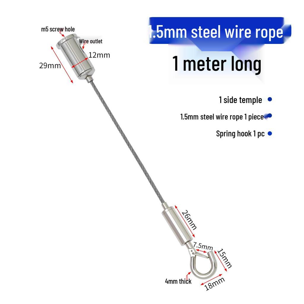Adjustable Steel Wire Rope Hanging Kit with Chandelier Lock and Buckle