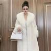 Imitation Mink Fur One-piece Coat, Imitation Fox Fur Collar, Extended Imitation Fur Coat