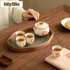 2pc/lot Hand-painted Longevity Peach Teacup Elegant Tea Bowl Tea Cup Set Tea-tasting Smelling Cup Jianzhan Master Cups Gift 65ml