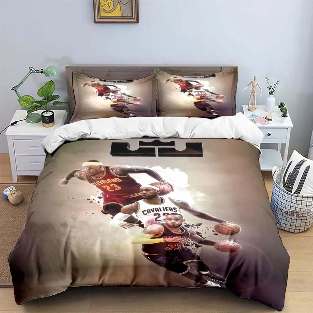 2025 Fashion Basketball Star A-LeBron J-James Printing Bedding Set Duvet Cover Comforter Bed  Youth Kids Girl Boys Birthday Gift