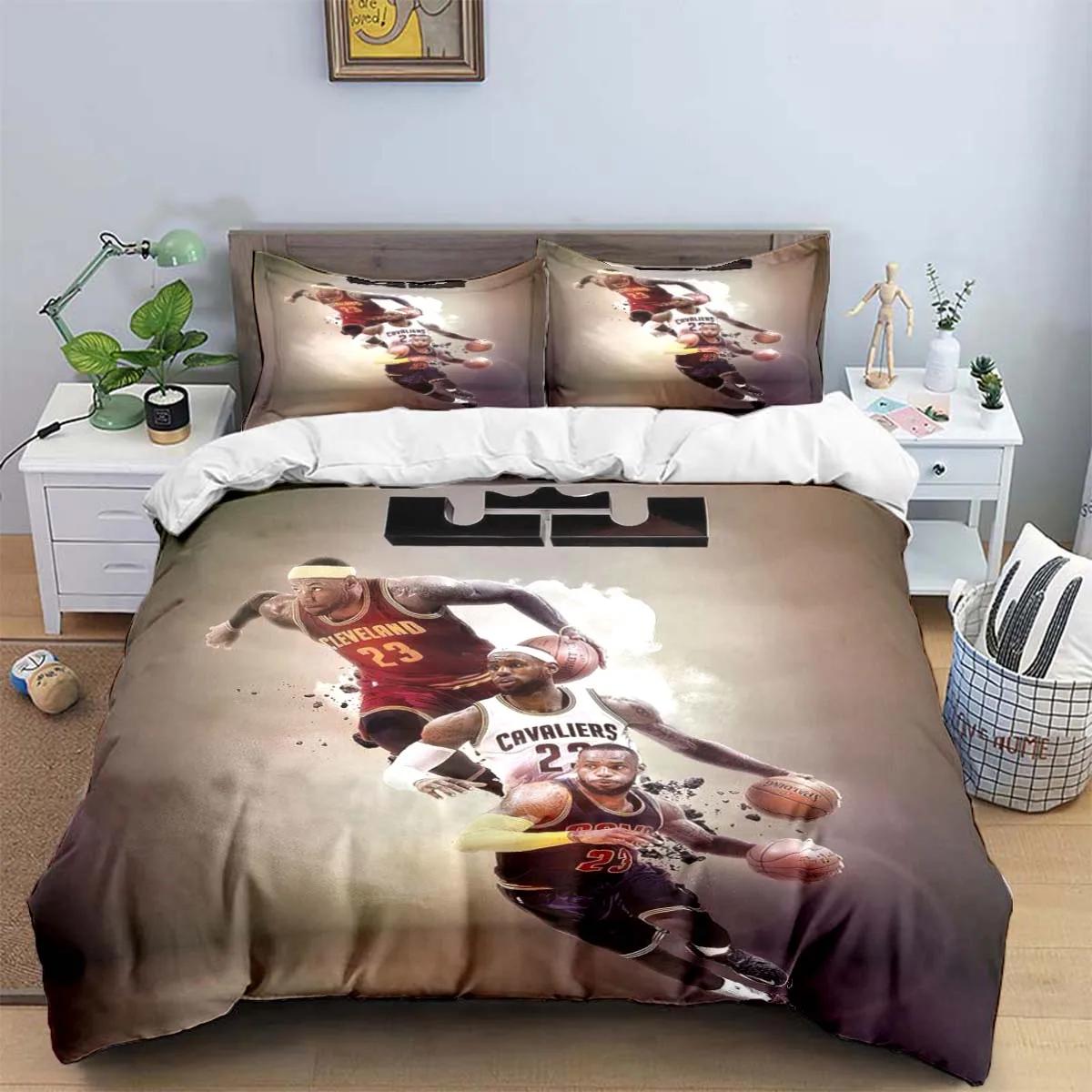 

Fashion Basketball Star A-Lebron J-James Printing Bedding Set Duvet Cover Comforter Bed Youth Kids Girl Boys Birthday Gift EU Single(135*200cm)3pcs