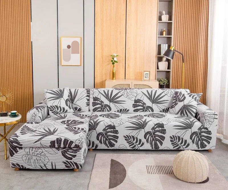 Spandex Modern Polyester Corner Sofa Couch Slipcovers Printed Elastic Sofa Cover Chair Protector L Shape Need 2 Pieces