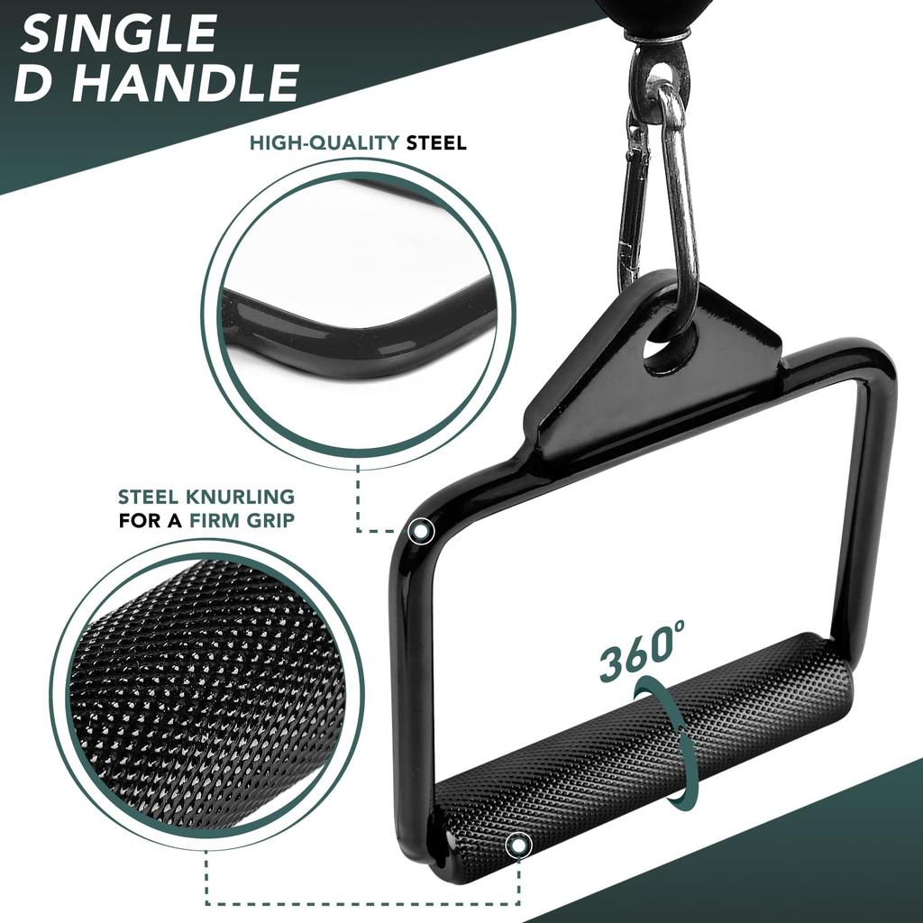 Yes4All Single D Handle LAT Cable Attachment Diamond Knurl Handle