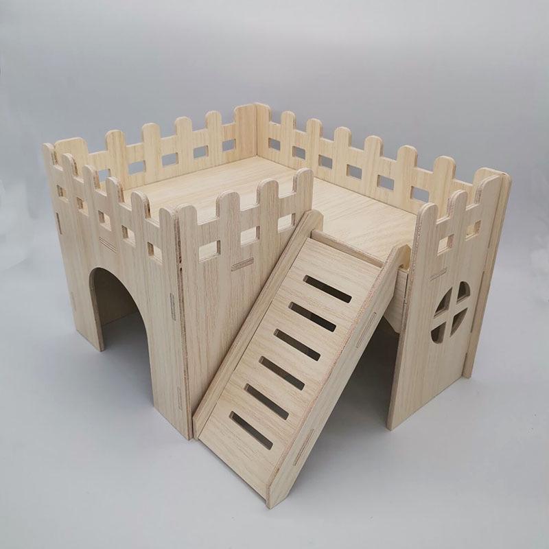 Solid Wood Hideout for Hamsters, Squirrels, Hedgehogs, and Guinea Pigs - Large Wooden House/Nest
