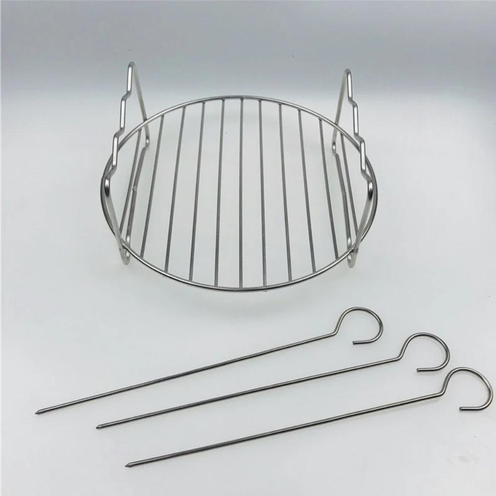 6/7/8 Inch Tray Baking Air Fryer Rack Kitchen Grill Holder Air Fryer Accessories Baking Tray Double Layer Round Barbecue Rack