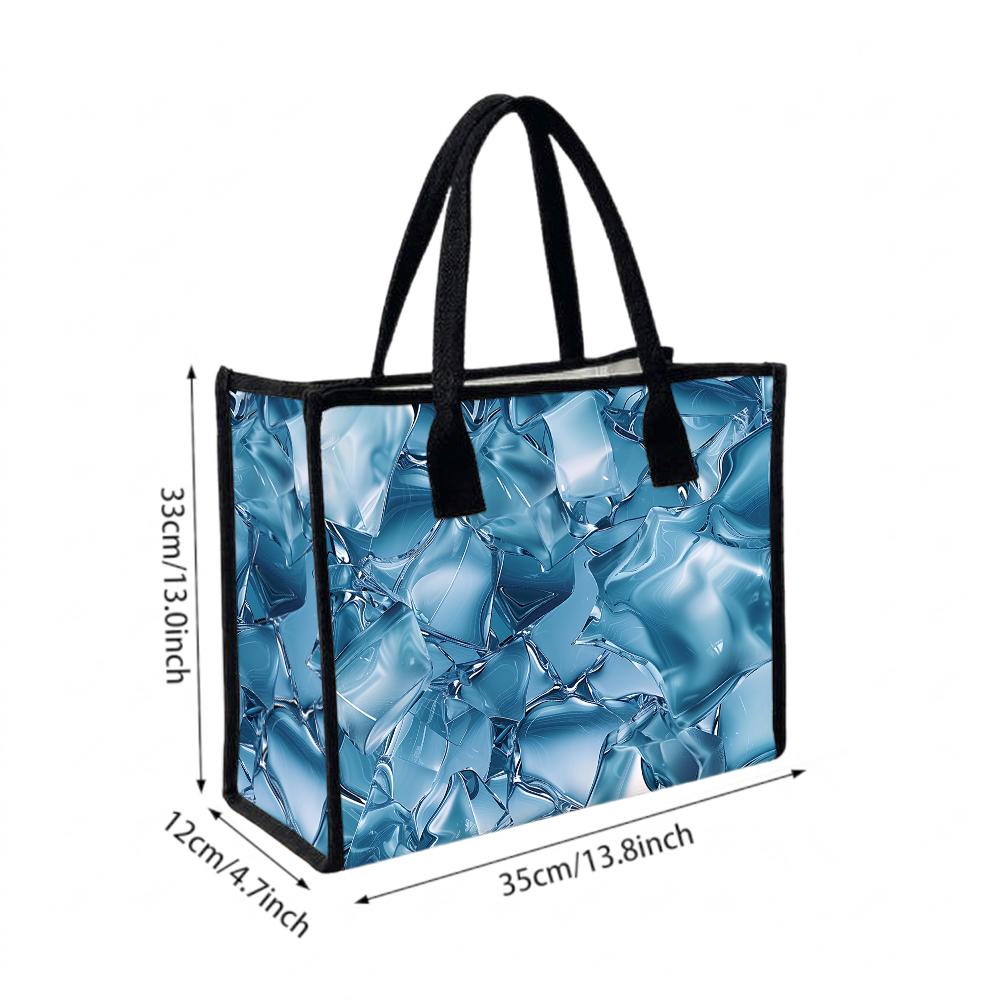 Chic Blue Print Tote Bag Fashion Casual Large Capacity Daily Commute Shoulder Handbag for Women