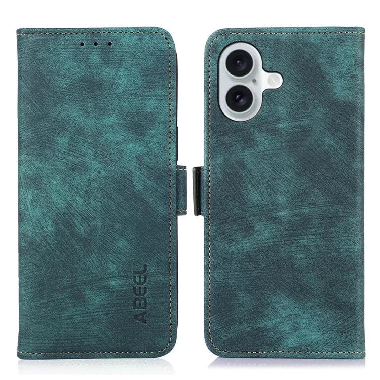 

For iPhone 16 Plus Wallet Case Vintage PU Leather Folio Phone Cover - Green
