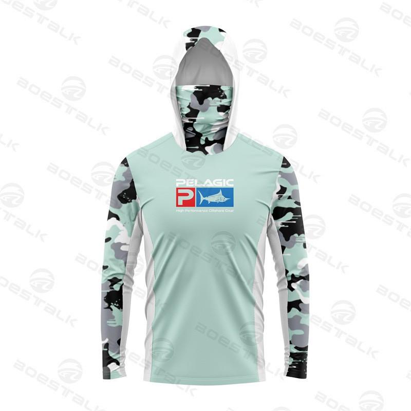PELAGIC Langarm-Masken-Fischerkleidung Sonnenschutz Eis-Seiden-Gefühl Luya Atmungsaktiv Lässig Sport T-Shirt