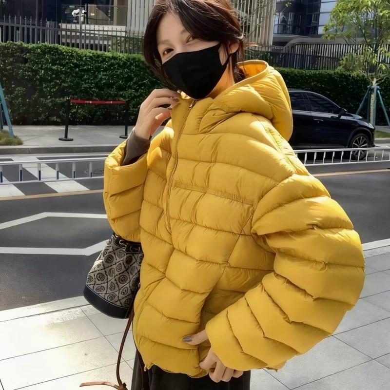 Womens Short Puffer Cotton Jacket Winter Slim Fit Lightweight Hooded Coat Couple Fashion Outerwear