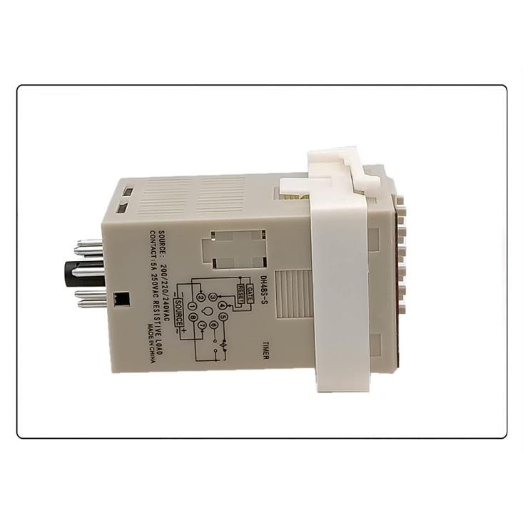 Time Relay DH48S-S 0.1S-99H Digital AC 110/220V DC 12/24V Repeat Cycle SPDT Programmable Timer Switch with Socket Din Rail(DC 12V)