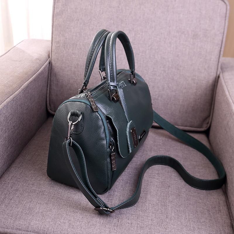 New Fashionable Retro Leather Handheld Single Shoulder Crossbody Boston Multi Layer Pillow Women's Bag