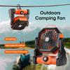 10000 mA For Outdoor High-Capacity Portable Rechargeable Desk Fan with LED Light and Hook Ideal for Camping Tent Car Trip