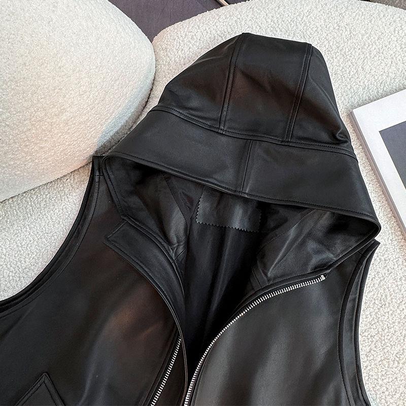 European Style Hooded Vest Women Short Coat Autumn Thin Loose Casual Waistcoat Jacket