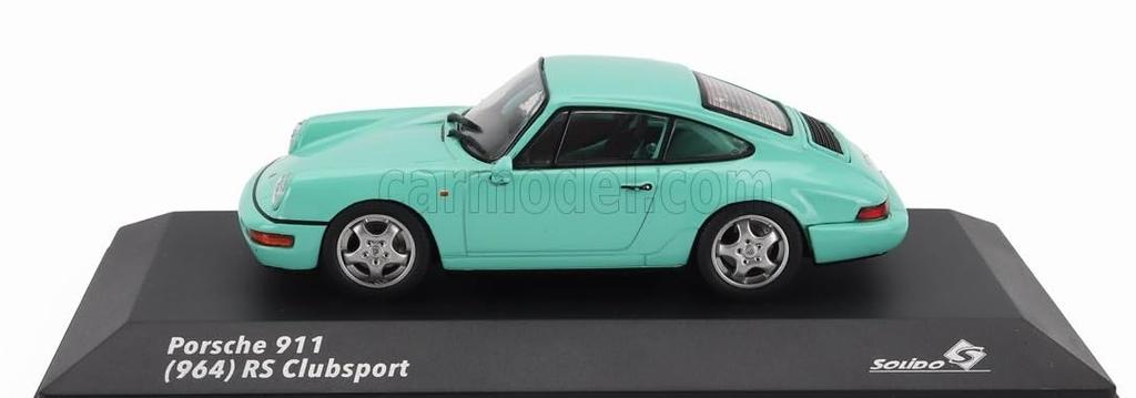 Solido Porsche 911 964 RS Diecast Car Scale Clubsport Coupe 1994 1/43 (Light Green) [Used]