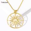 Fashion 18K Gold Plated Brass Hollow Sun Charms Round Pendant For DIY Women Necklace Making Supplies Findings