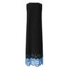 Women's Summer Fake Two Piece Swing Maxi Dress Casual Crew Neck Long Dress Hollow Flower Irregular Hem Sleeveless Tank Dress