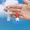Red, white and blue flag color, love stars, cross earrings, earrings.