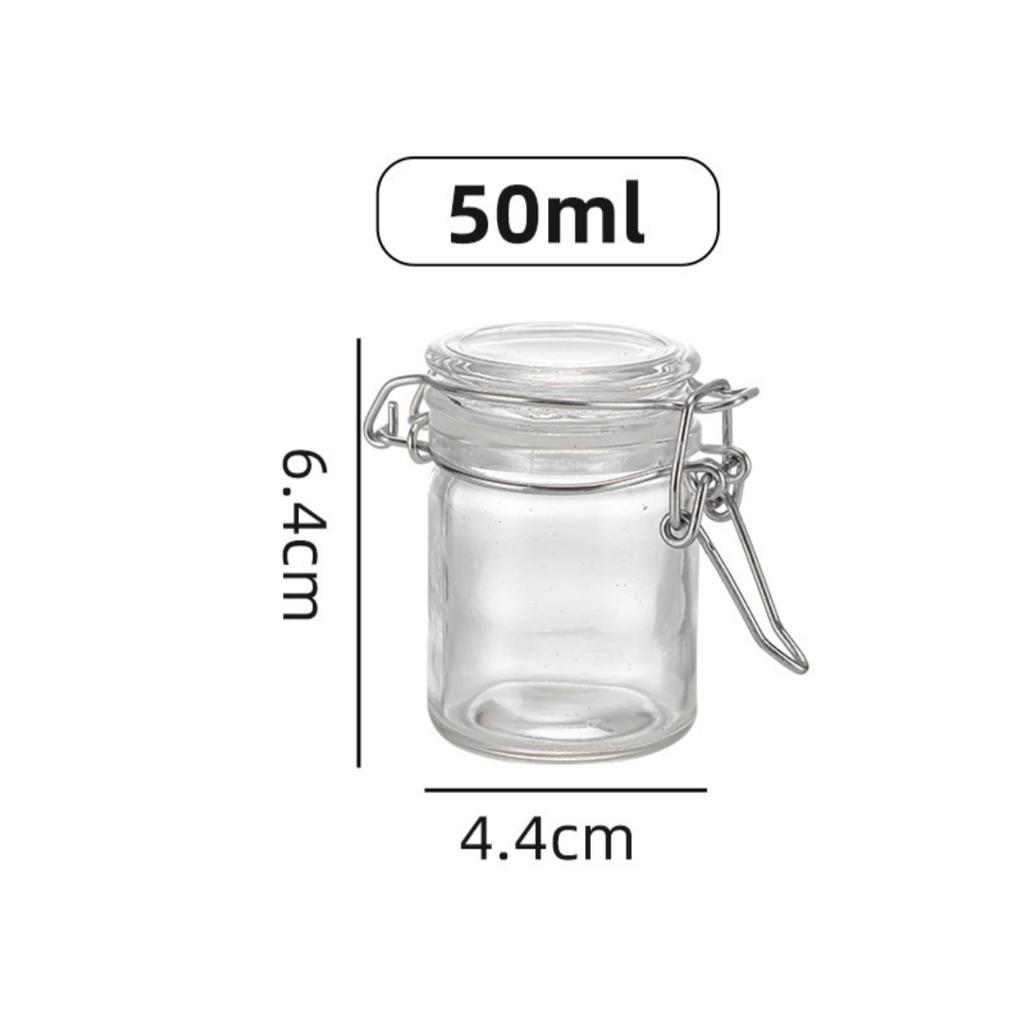 50/100ml Glass Bottle Sealed Storage Jar with Buckle Airtight Locking Lid Big Mouth Kitchen Bottles for Coffee Beans Fruits Nuts
