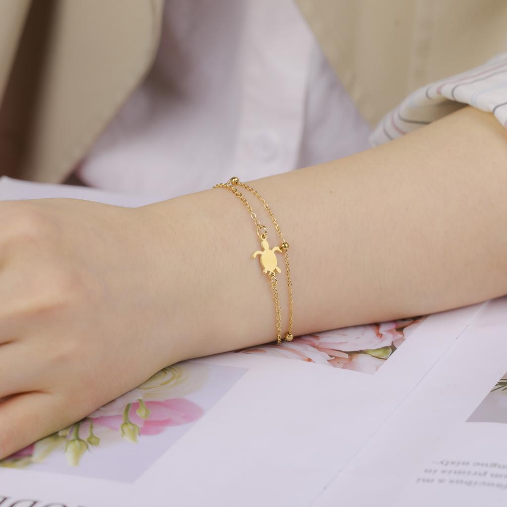 Cazador Animal Turtle Hand Bracelet for Women Stainless Steel Jewelry Beads Chain Bracelet Cute Birthday Gift Trend 2026 New