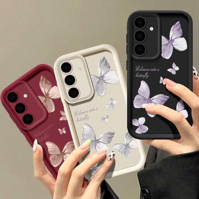 Butterfly Pattern Shockproof Matte Phone Case For Samsung S25 Ultra S24 FE S23 Plus S22 A56 A36 A16 A55 A06 A15 A35 A05 A54 TPU Soft Bumper Cover