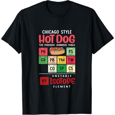 Funny Chicago Style Hot Dog Periodic Dinner Table of Element T-Shirt