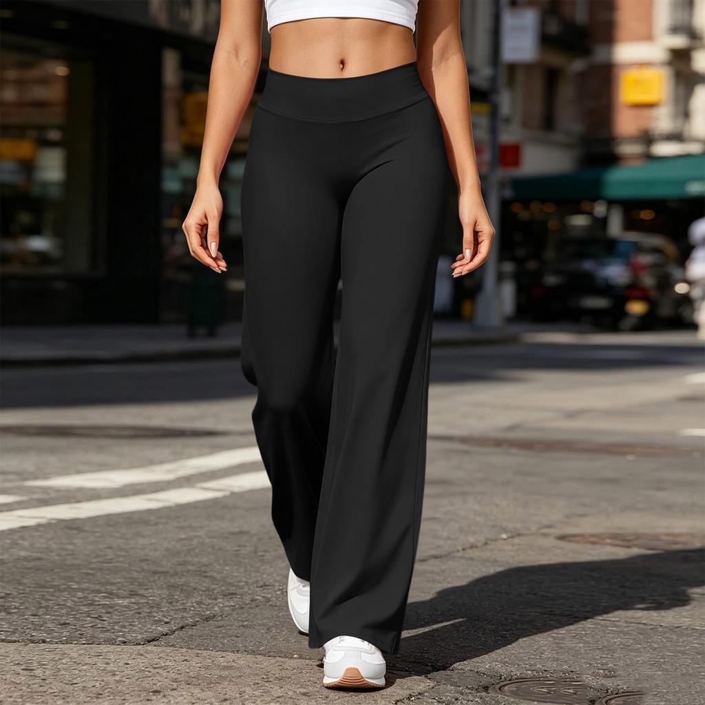 Women's High Waist Straight Leg Yoga Pants with No Toe Design