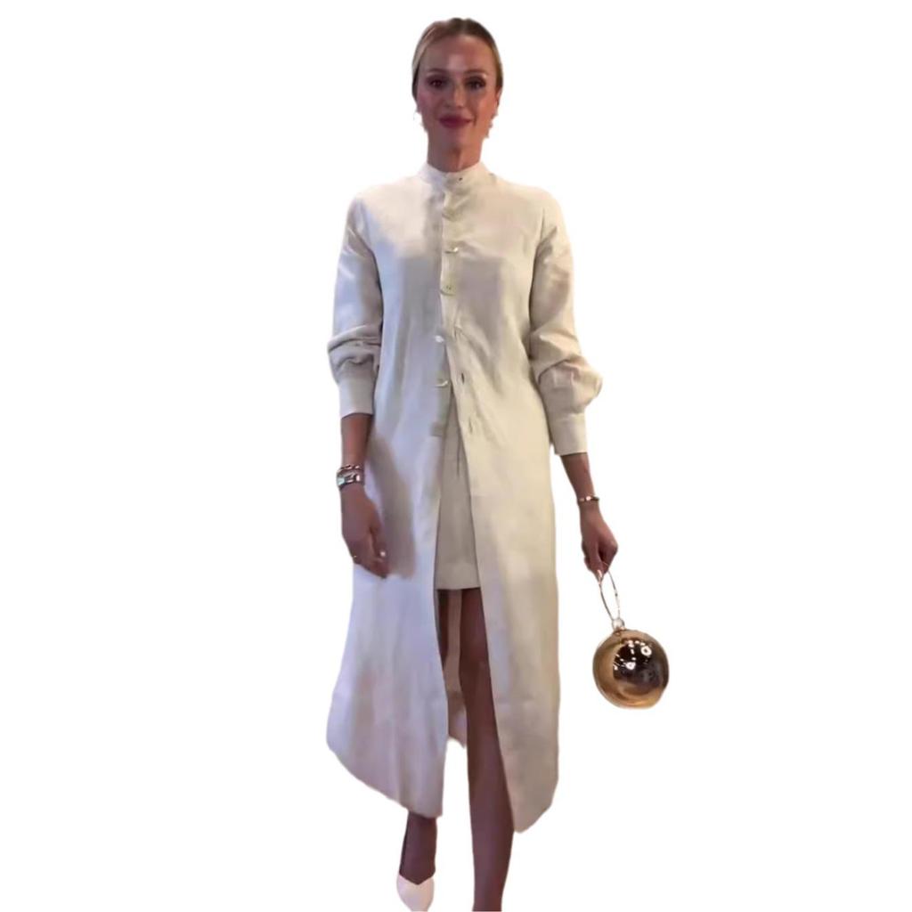 2024 Autumn Women's Retro Literary Long Coat Dress - Versatile & Fashionable