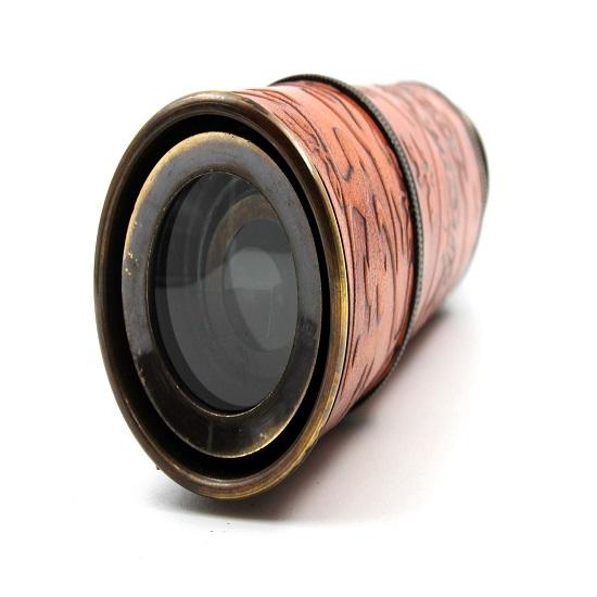 Look Nautical Brass and Leather Functional Telescope Wooden Case Pirate Spyglass, Sailor Gift Ideas, Collectible Home  Office Décor