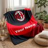 AC Mailand Benutzerdefinierter Name Text Flanelldecke Fußball Logo Personalisierte Fleece-Kuscheldecke Besonderes Geschenk für Sofa Schlafzimmer Zuhause
