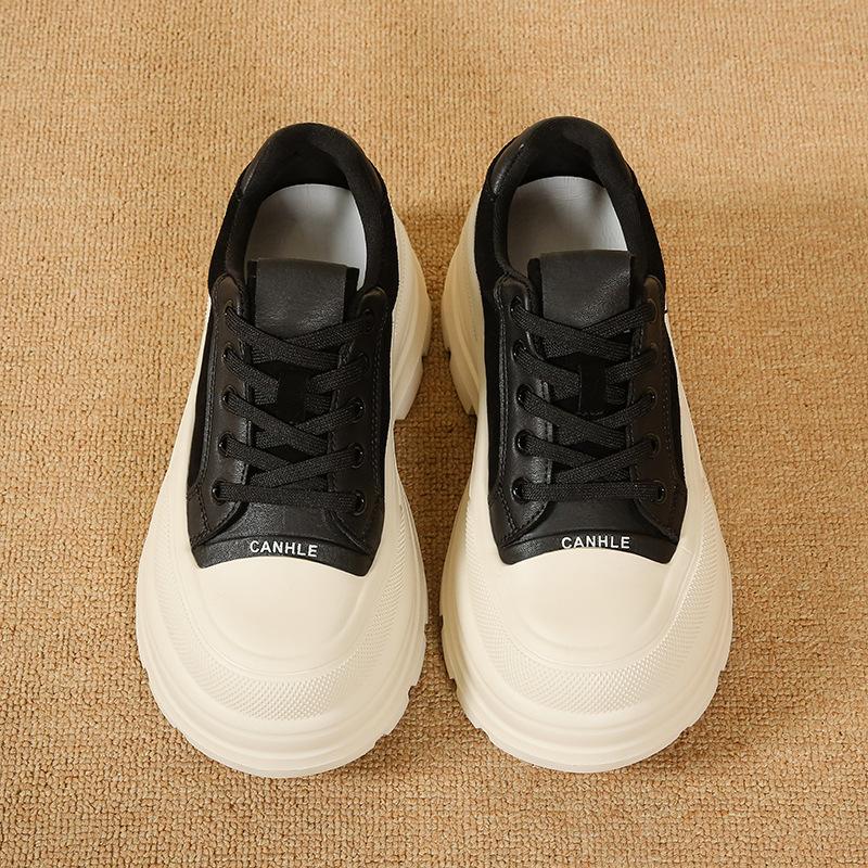 

[Fanfna] thick-soled heightening shoes for women s 2025 autumn new student versatile small casual muffin board shoes 40 чёрный