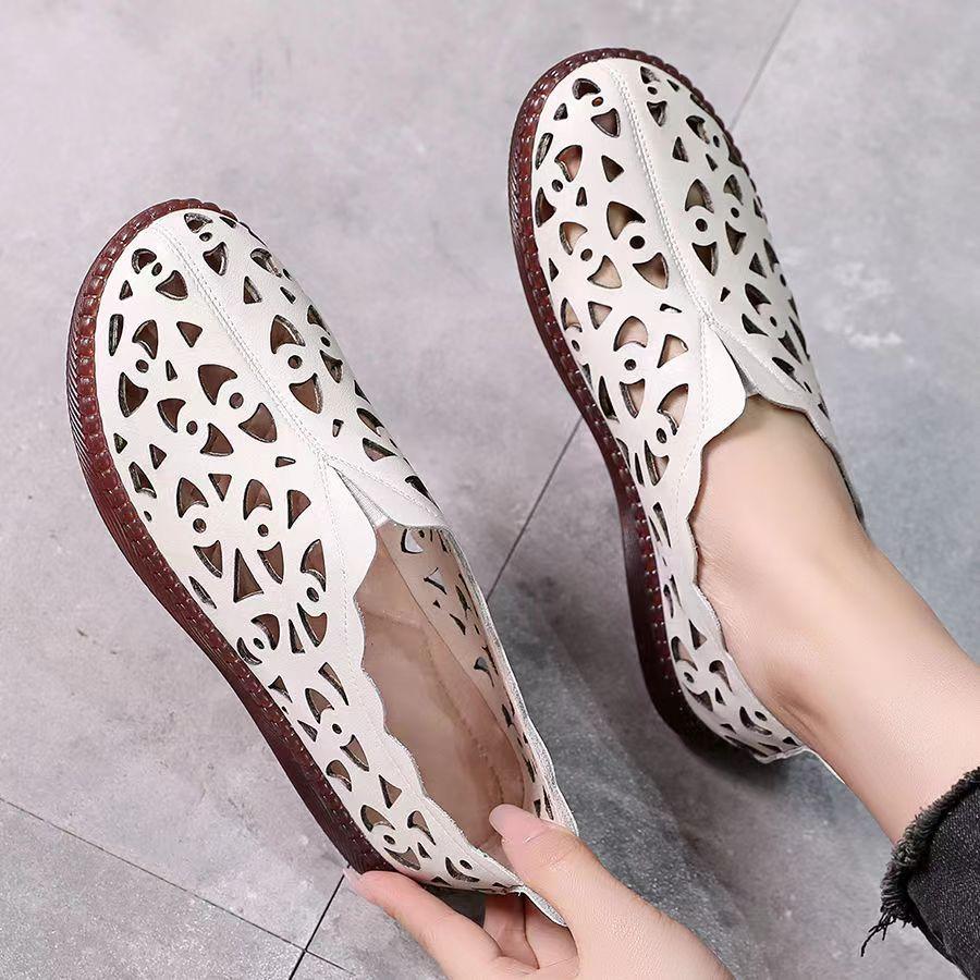 Women's Sandals 2024 Summer Loafers Flower Pattern Casual Outdoor Women's Flat Shoes Soft Sole Comfortable