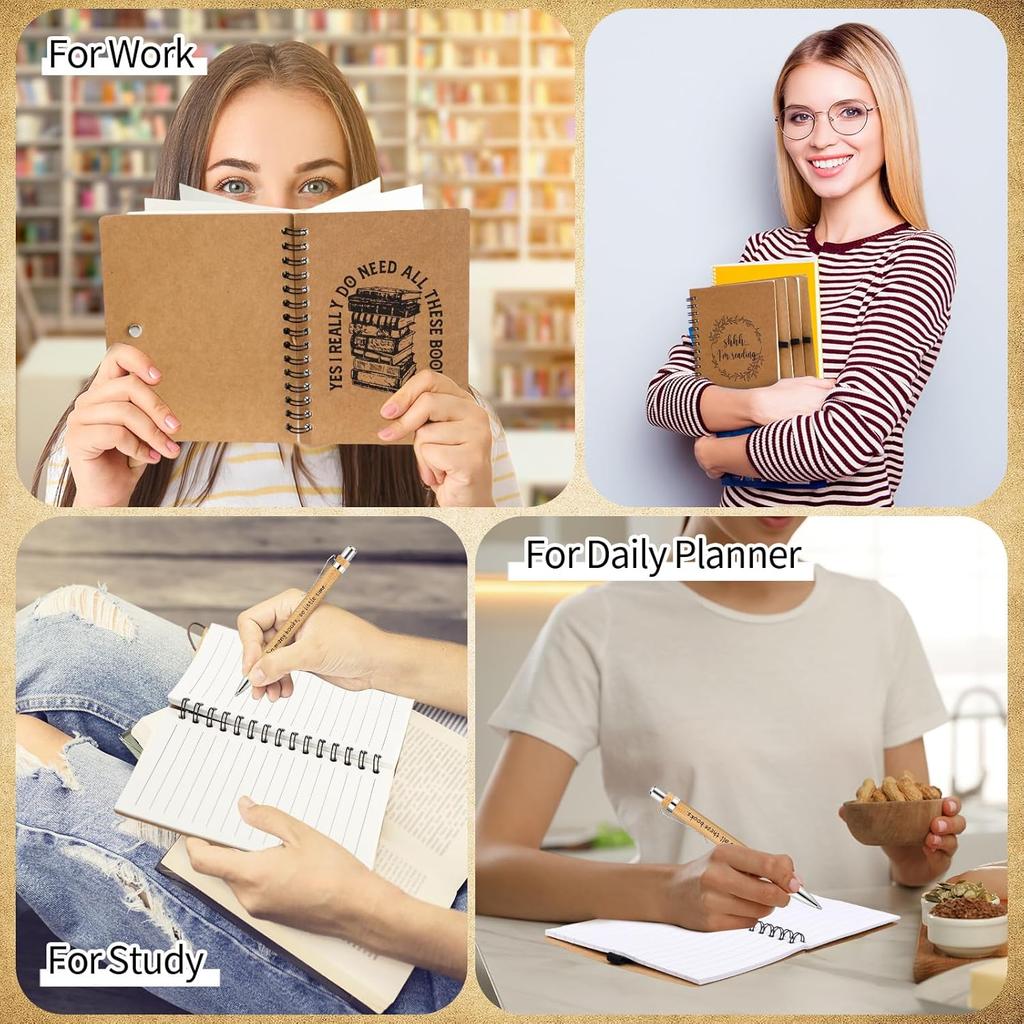 Thenshop 12 Sets Book Lover Gifts for Women Include Librarian Inspirational Spiral Notebook Motivational Pen Valentine Book Club Library Lovers Gift