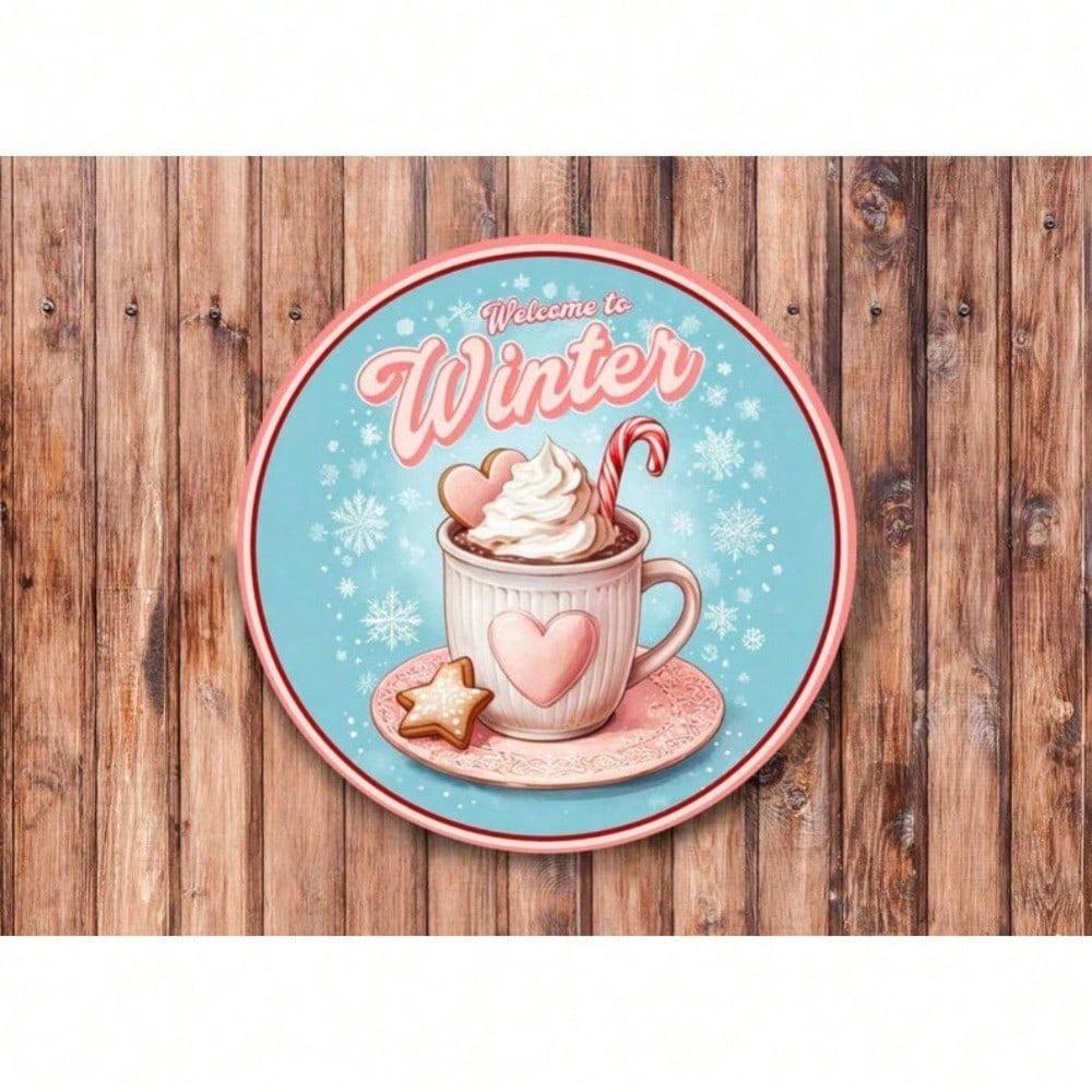 Vintage Metal Wall Sign Winter Wreath Holiday Home Decor Christmas Halloween Tin Art Living Room Bedroom