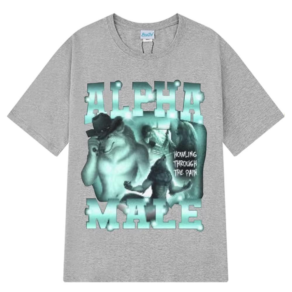 Alpha Male Funny Wolf Graphic T-shirts Men Women Fashion Design Short Sleeve Print T-shirts Cotton Casual Oversized Male T Shirt