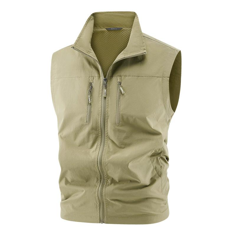 Men's Lightweight Softshell Vest with Zipper Pockets Windproof Sleeveless Jacket for Hiking Golf Outdoor Outwear Windbreaker