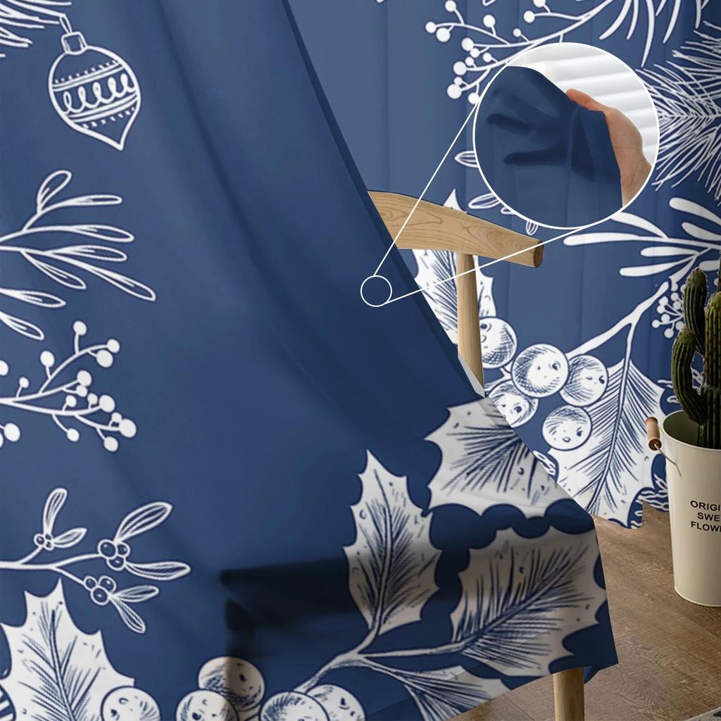 Weihnachten Tannennadeln Blätter Tannenzapfen Fenster Tüll Vorhänge für Wohnzimmer Küche Weihnachten Home Decor Sheer Voile Vorhänge