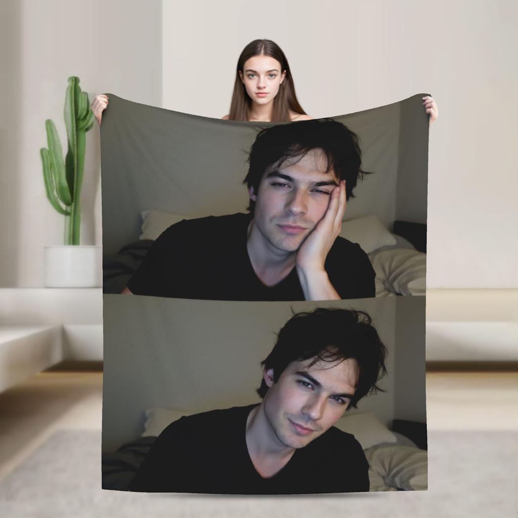Damon Salvatore The Vampire Diaries Blanket Soft Warm Comfortable Plush Throw Living Room Flannel Bedspread Bed Cover