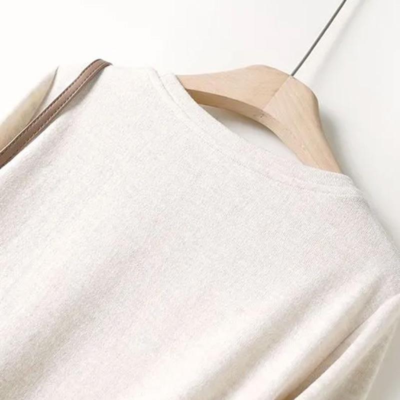 Tops for Women Pullover Long Sleeve Round-neck Autumn Winter Warm Oversize Thickened Top