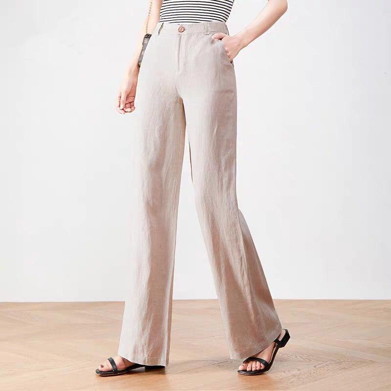Linen Wide Leg Pants for Women In Summer Thin Casual and Artistic Loose High Waisted Straight Leg Pants with A Sense of Drape
