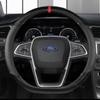 Car Carbon Fiber+ Leather 37-38CM Car Steering Wheel Cover Anti-slip for Ford Focus 2 3 MK1 MK2 MK3 Auto Interior Accessories