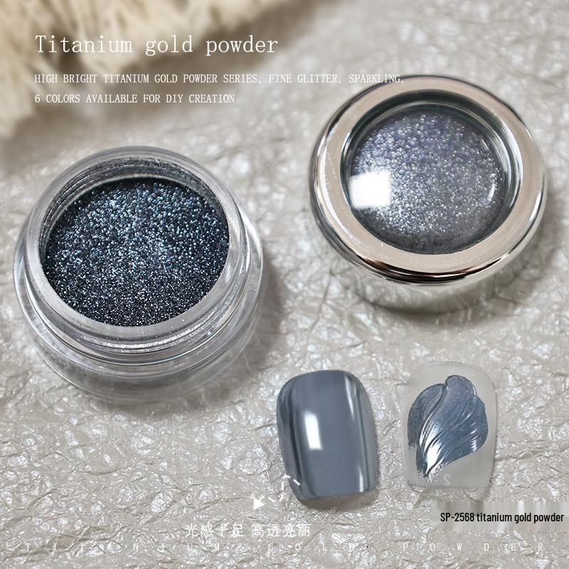 High-Gloss Titanium Gold Mirror Nail Art Powder - Ocean Star Glitter