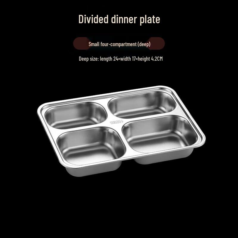 Lijia 304 Stainless Steel 4-Compartment Divided Meal Tray