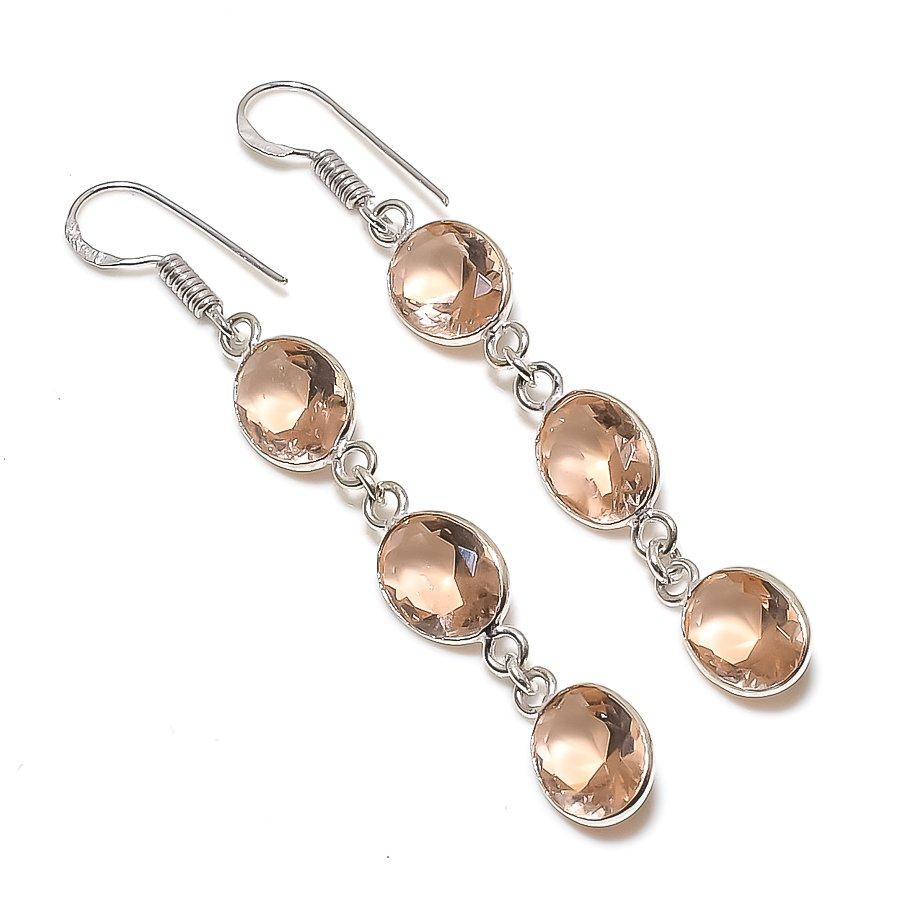 

Ювелирные серьги из стерлингового серебра 925 пробы с натуральным морганитом 2,56 дюйма m3a91