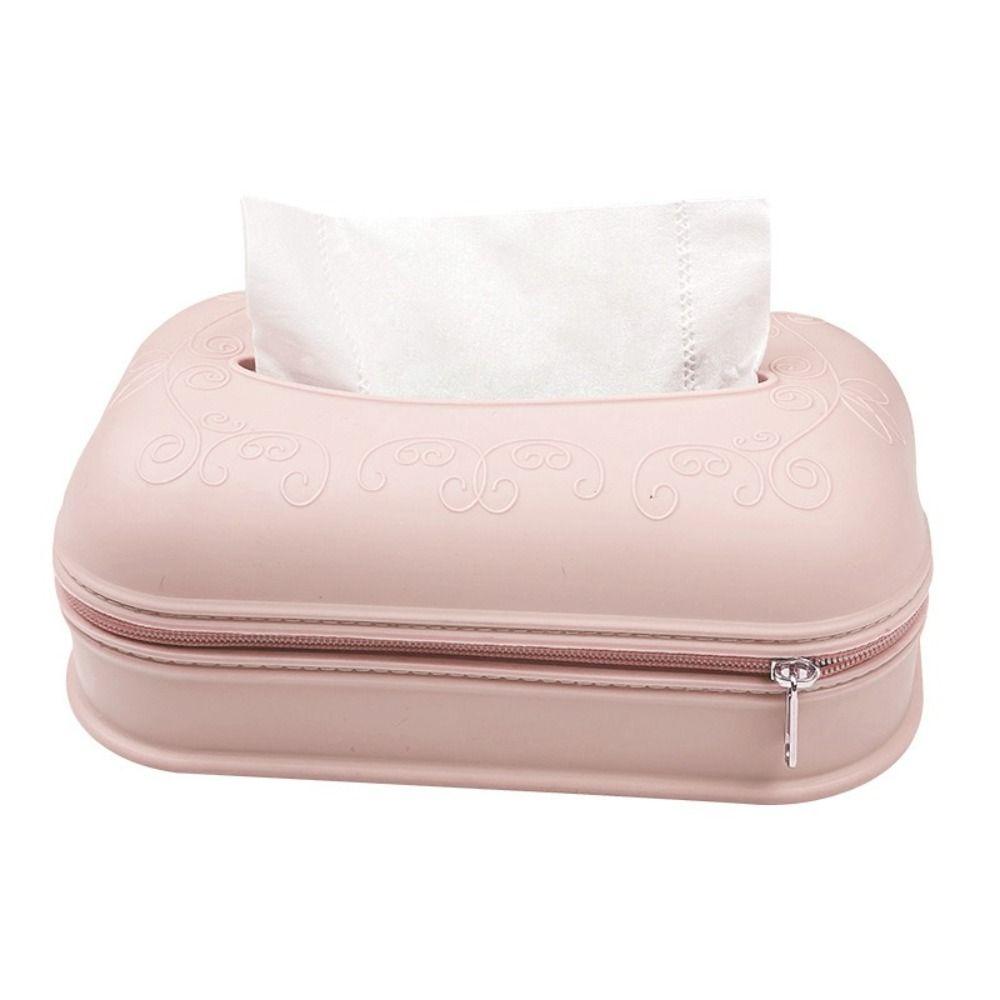 With Zipper Tissue Storage Box Waterproof Car Paper Box Silicone Tissue Box  Home Living Room