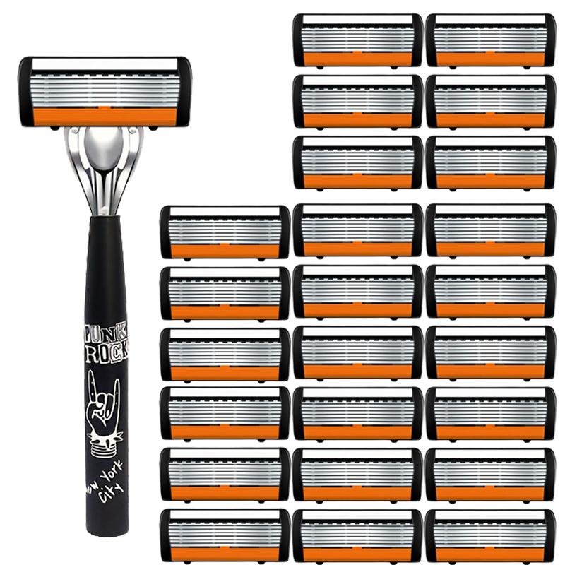 Men Shaver Razor Barber Tools Facial Hair Razor 7 Layers Blades High Quality Antique Shaving Knife Shaver With Replacement Head